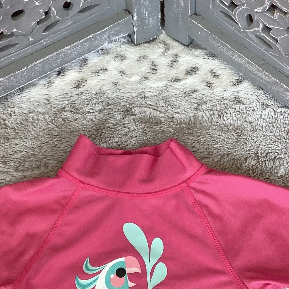 UV Skinz rash guard girls size 3T floral parrot beach pool swim tropical summer
